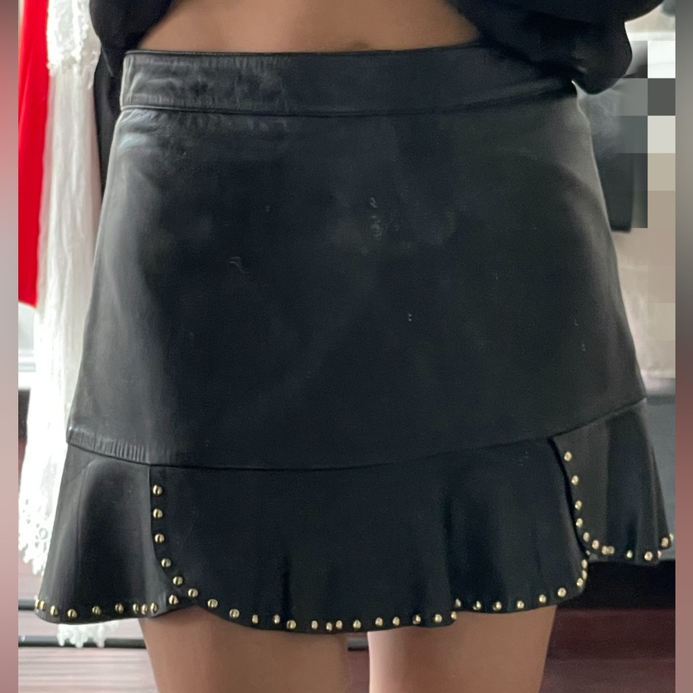 Zara Black Skater Mini Skirt with Silver Embellishments